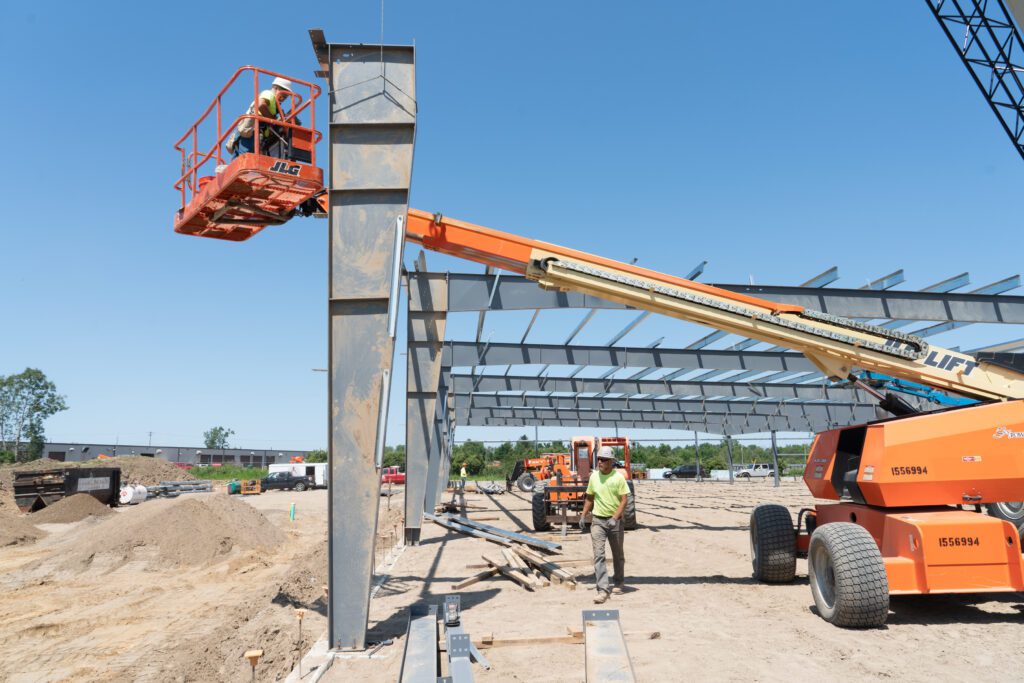 Steel building under construction